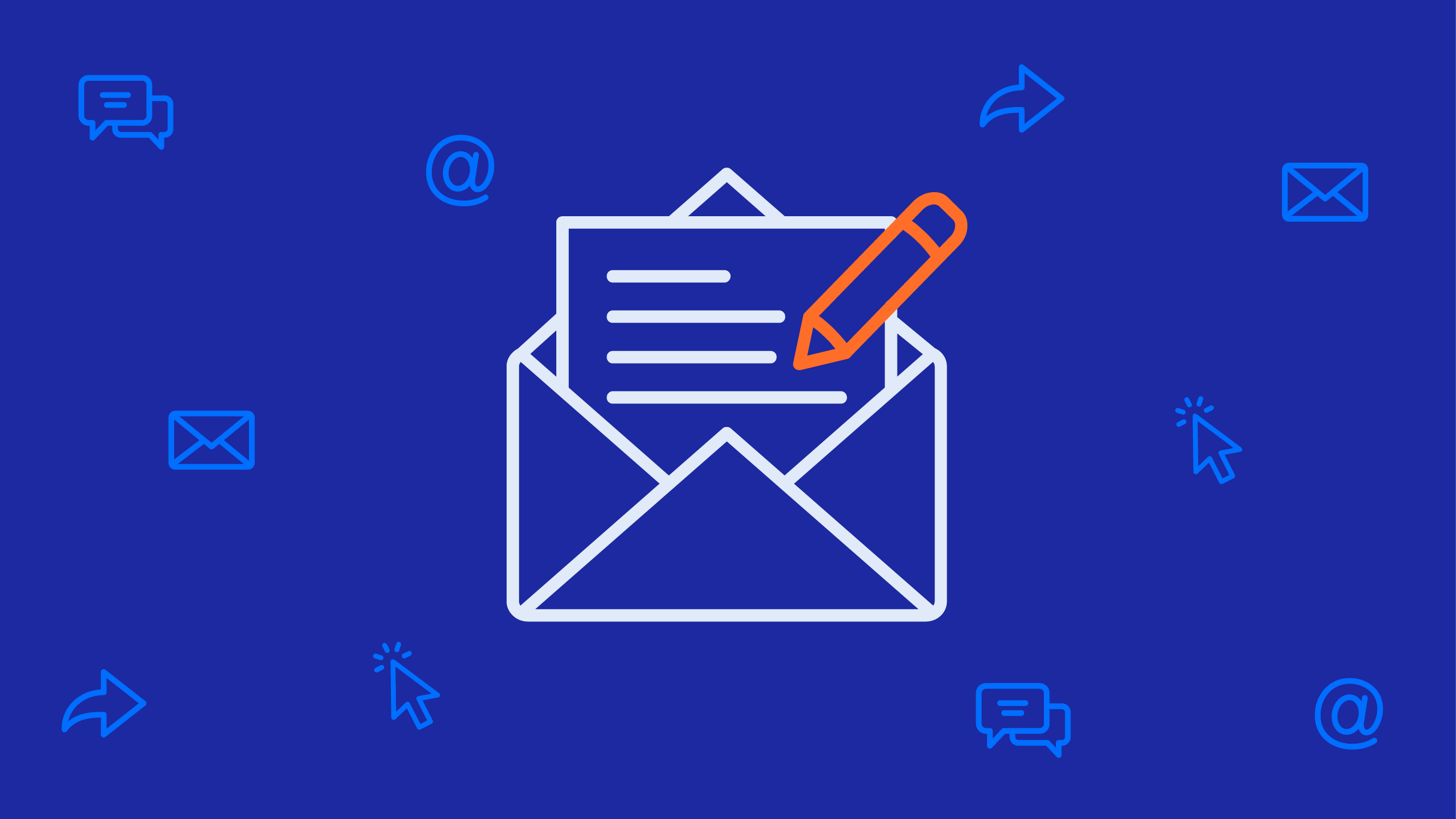 graphic with envelope, paper, and pen