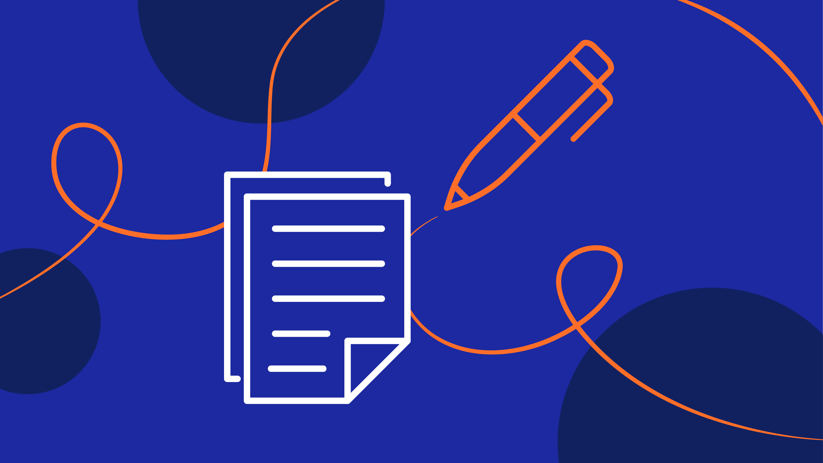 graphic with notepad and pen icons