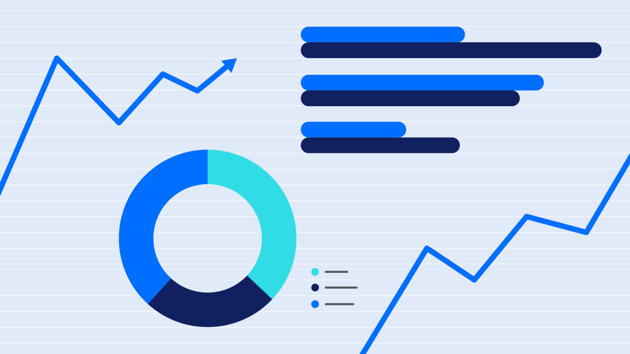Four people around a table looking at charts and data